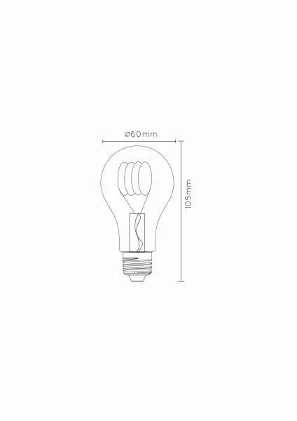 Lucide A60 TWILIGHT SENSOR - Ampoule filament - Ø 6 cm - LED - E27 - 1x4W 2200K - Détecteur Jour/Nuit - Ambre - technique